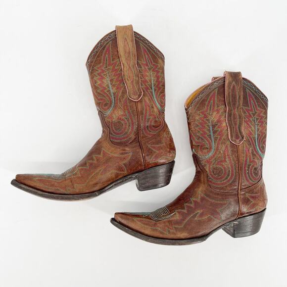 Old Gringo Brass Brown Nevada Multicolor Stitching Western Cowgirl Boot size 7.5 - Picture 4 of 10